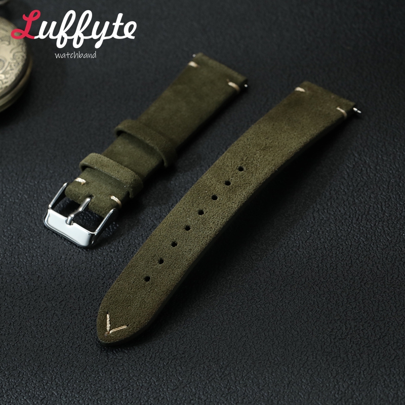 Rubber Strap Diver - Vintage Suede Leather Watch Band 18mm
