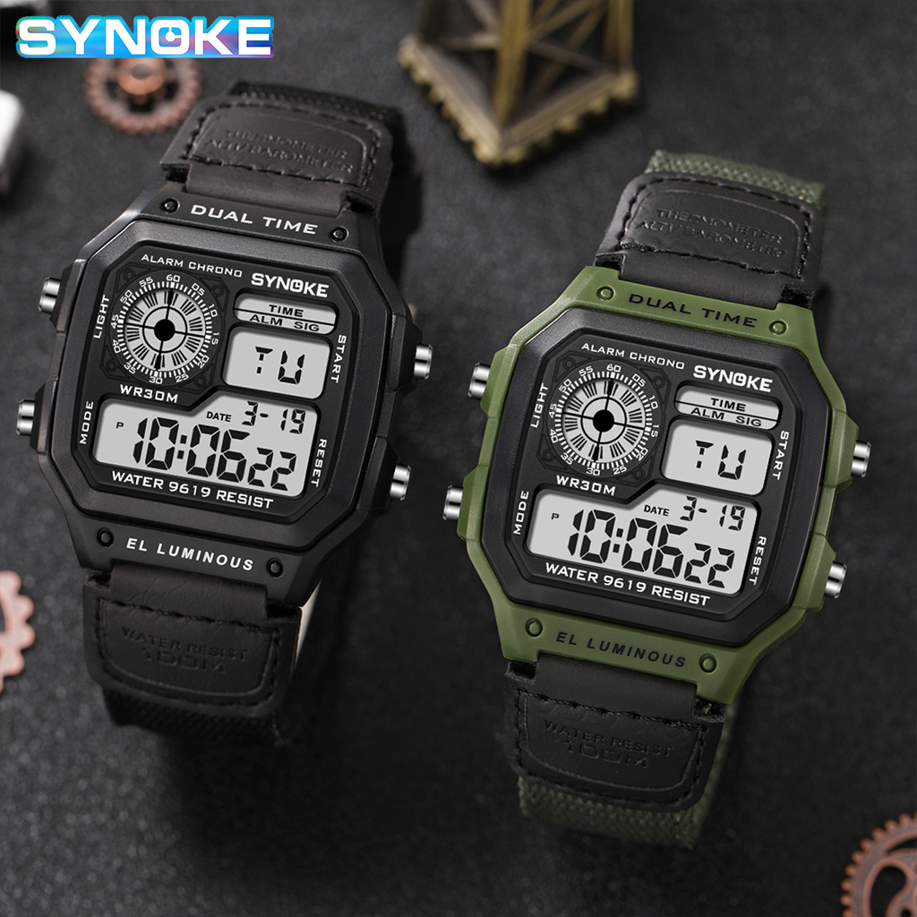 Synoke Outdoor Military Digita - Canvas Strap Watch avaliação e preço