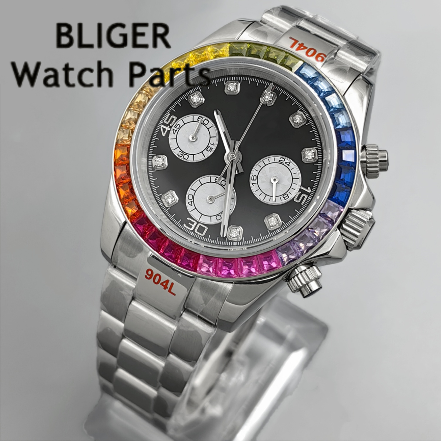 BLIGER Black Panda Dial Multic - Rubber Strap Diver avaliação e preço