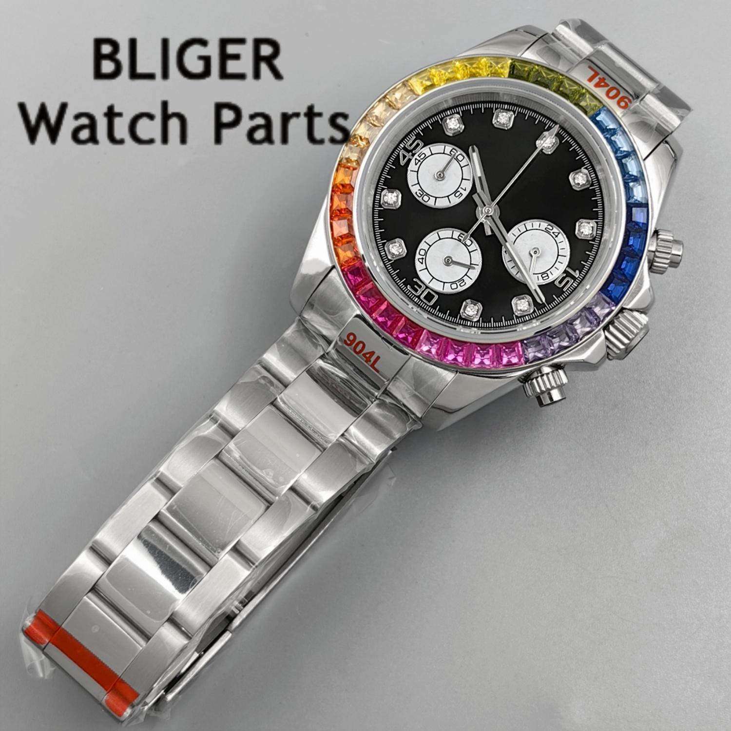 BLIGER Black Panda Dial Multic - Rubber Strap Diver avaliação e preço