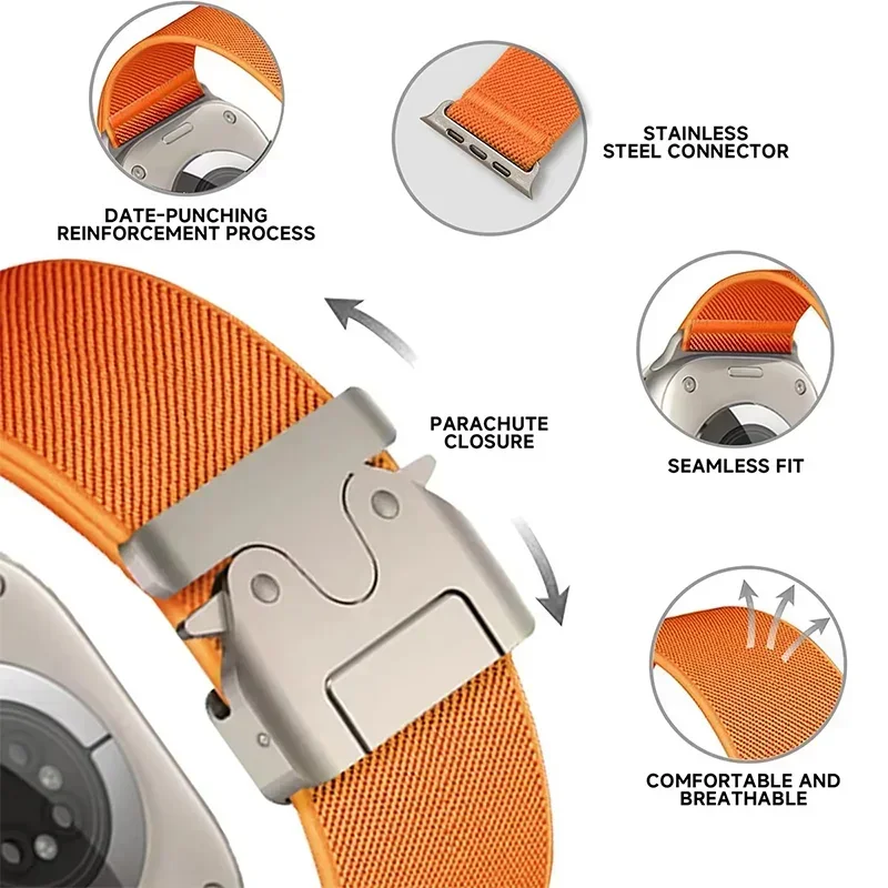 Nylon Strap for Apple Watch ba - Parachute Strap Elastic avaliação e preço