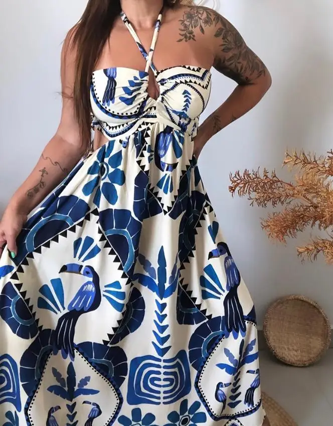 Summer Dress Woman  Vintage Tr - Tropic Strap Vintage avaliação e preço