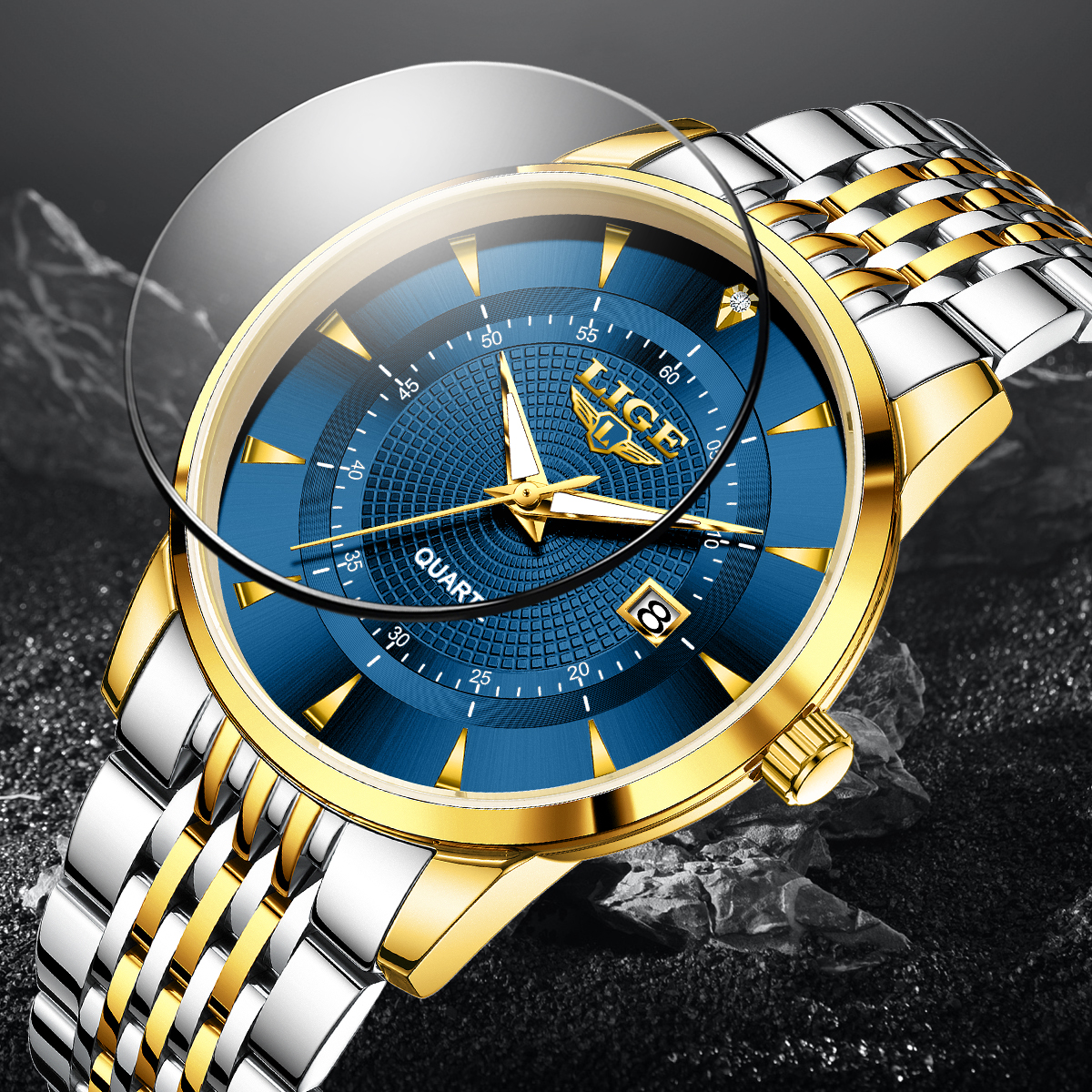 LIGE New 2025 Luxury Man Watch - Stainless Bracelet Diver avaliação e preço