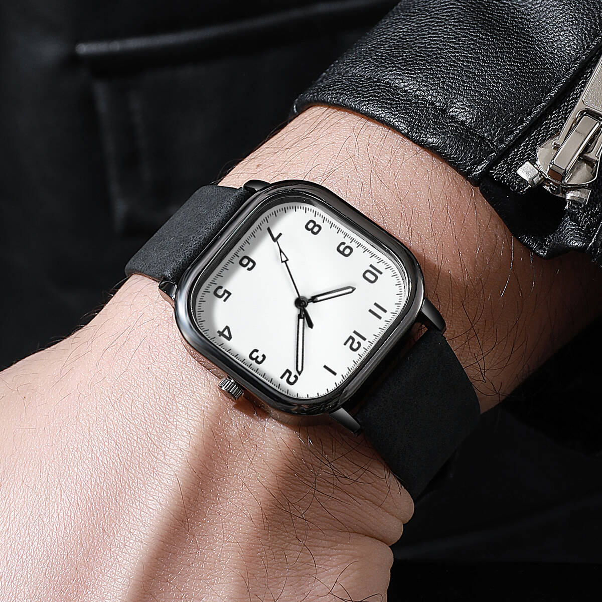 Fashion Square Men Watches Sim - Leather Watch Band Men avaliação e preço