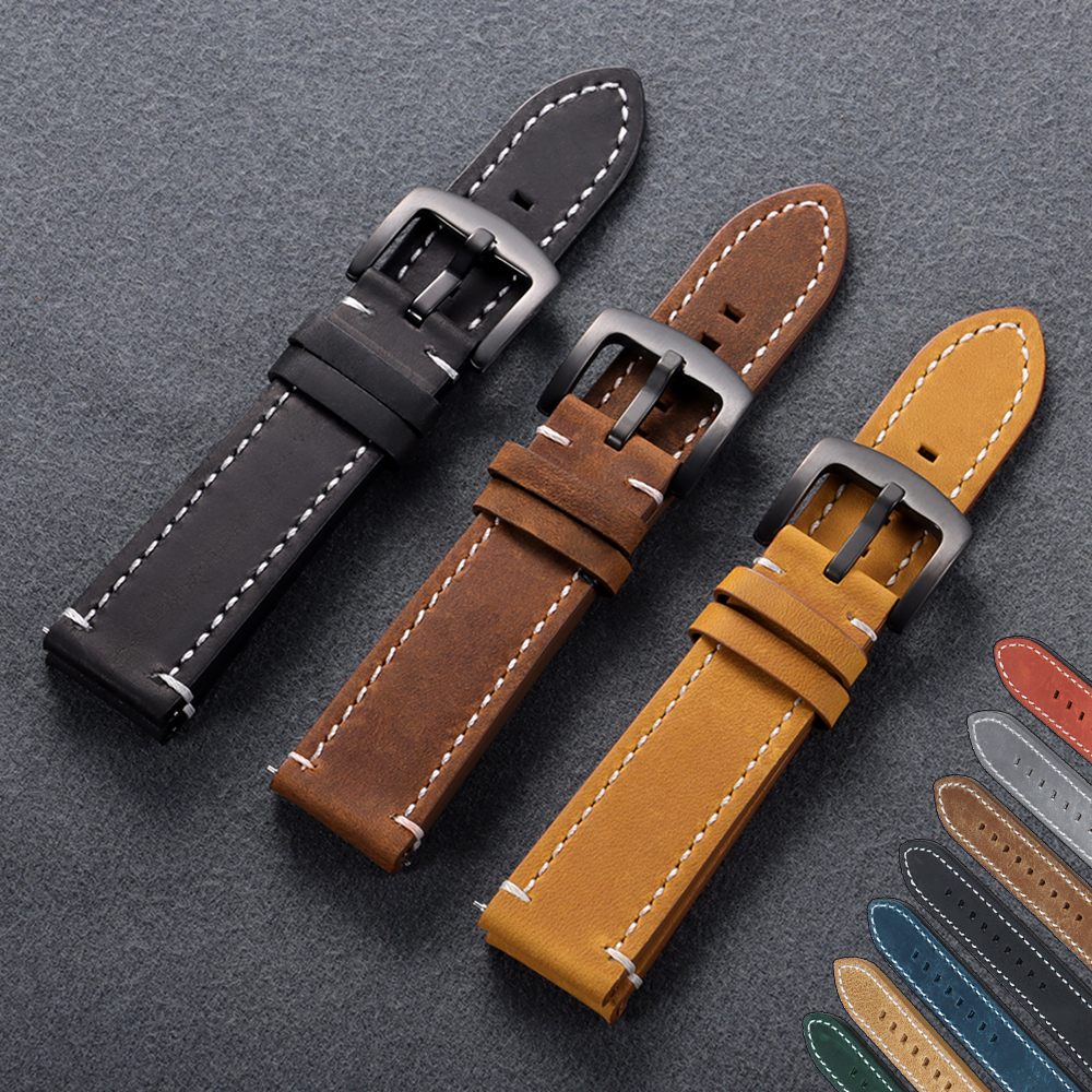 Vintage Calfskin Leather Watch - Leather Strap Quick Release avaliação e preço
