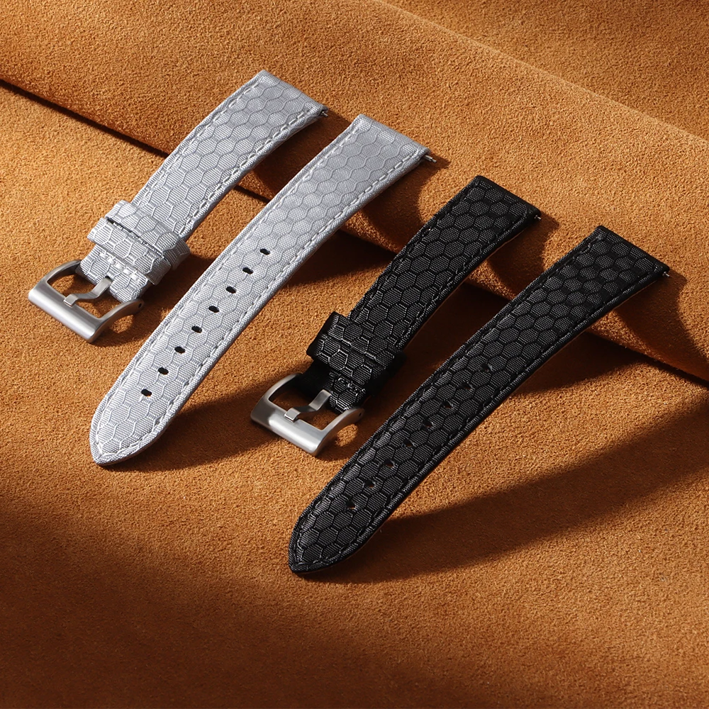 20mm 22mm Smooth Genuine Nylon - Perlon Strap Woven avaliação e preço
