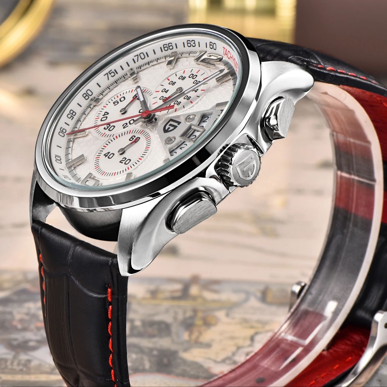 Pagani PD3306 Mens Quartz Watc - Leather Watch Band Men avaliação e preço