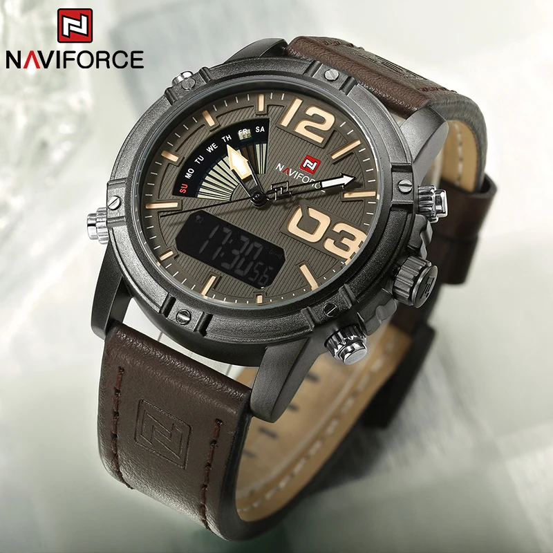 NAVIFORCE Top Brand Men Watch  - Leather Watch Band Men avaliação e preço