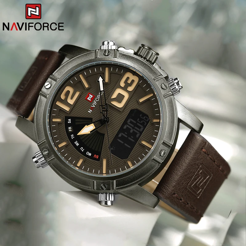 NAVIFORCE Top Brand Men Watch  - Leather Watch Band Men avaliação e preço
