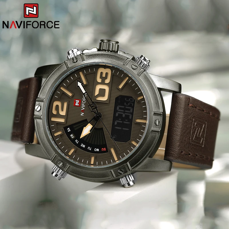 NAVIFORCE Top Brand Men Watch  - Leather Watch Band Men avaliação e preço