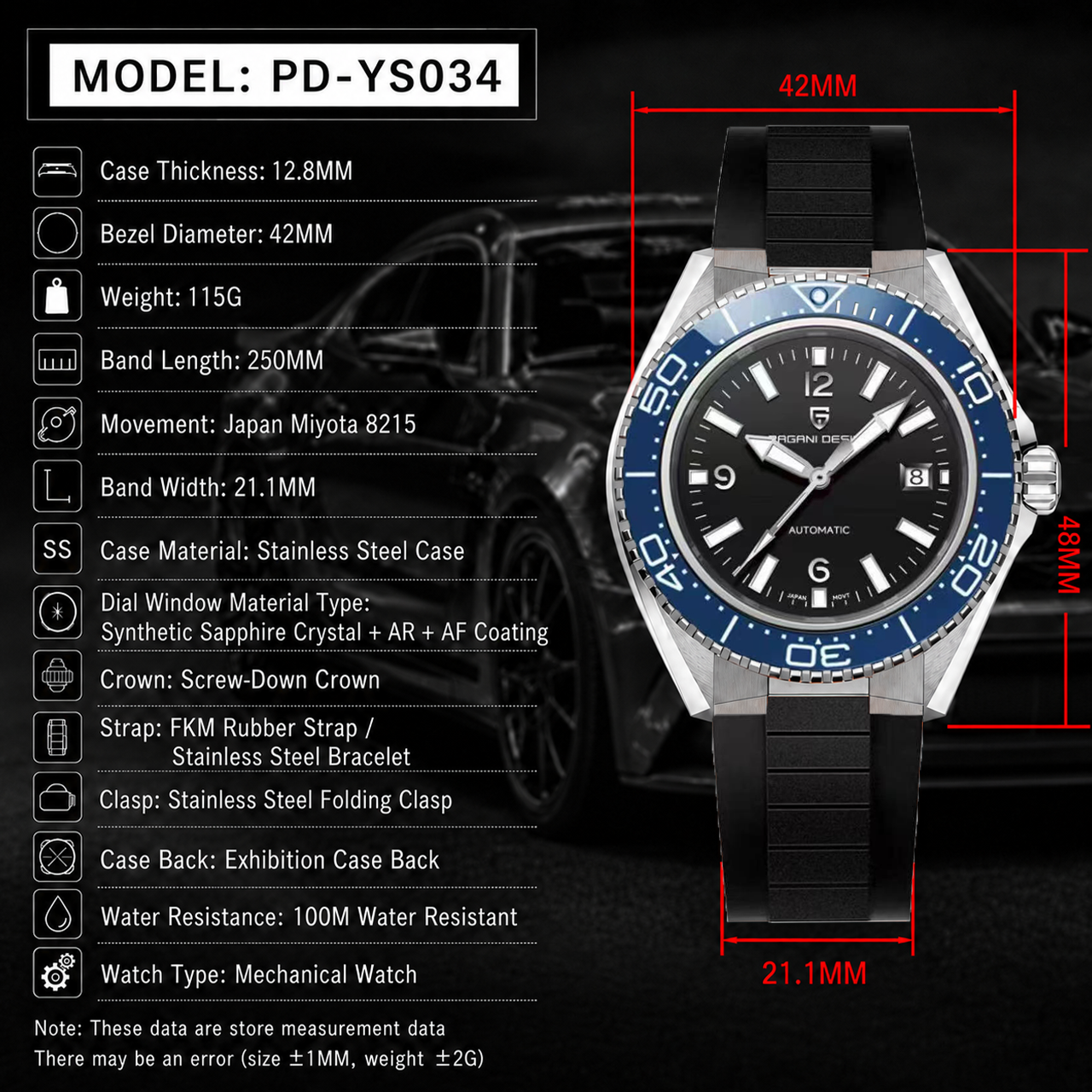 Pagani Design New Men's Mechan - Rubber Strap Diver avaliação e preço