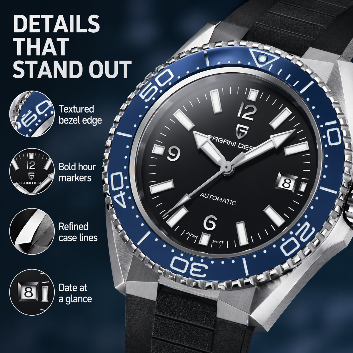 Pagani Design New Men's Mechan - Rubber Strap Diver avaliação e preço