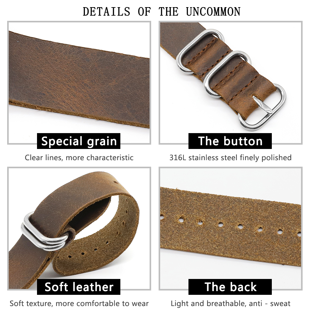 Genuine Leather Watch Band 18m - Nato Strap Nylon avaliação e preço