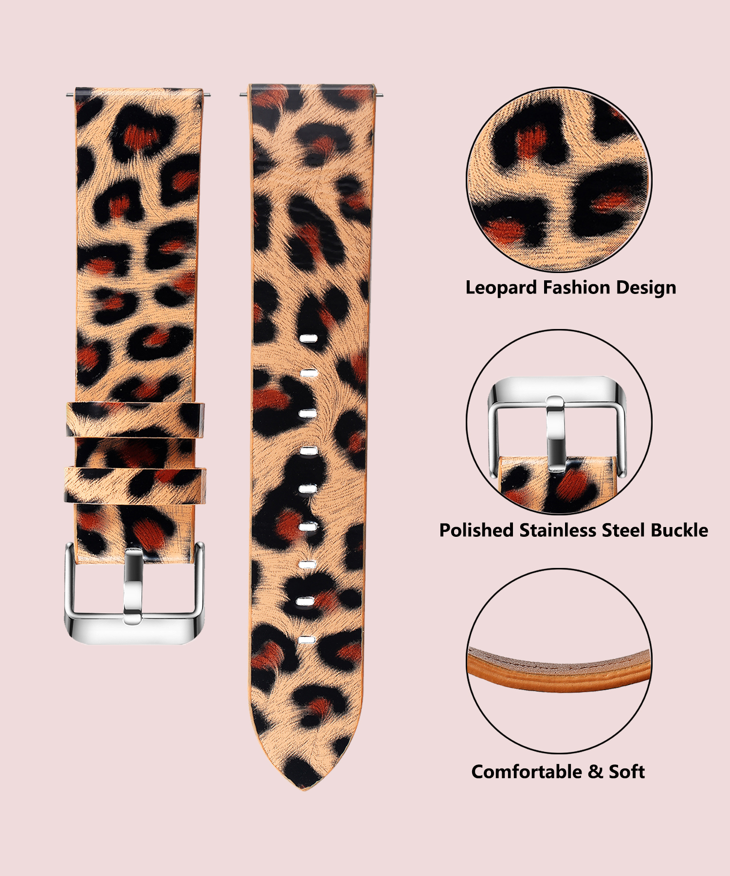 Leather Watch Band Leopard Qui - Leather Strap Quick Release avaliação e preço