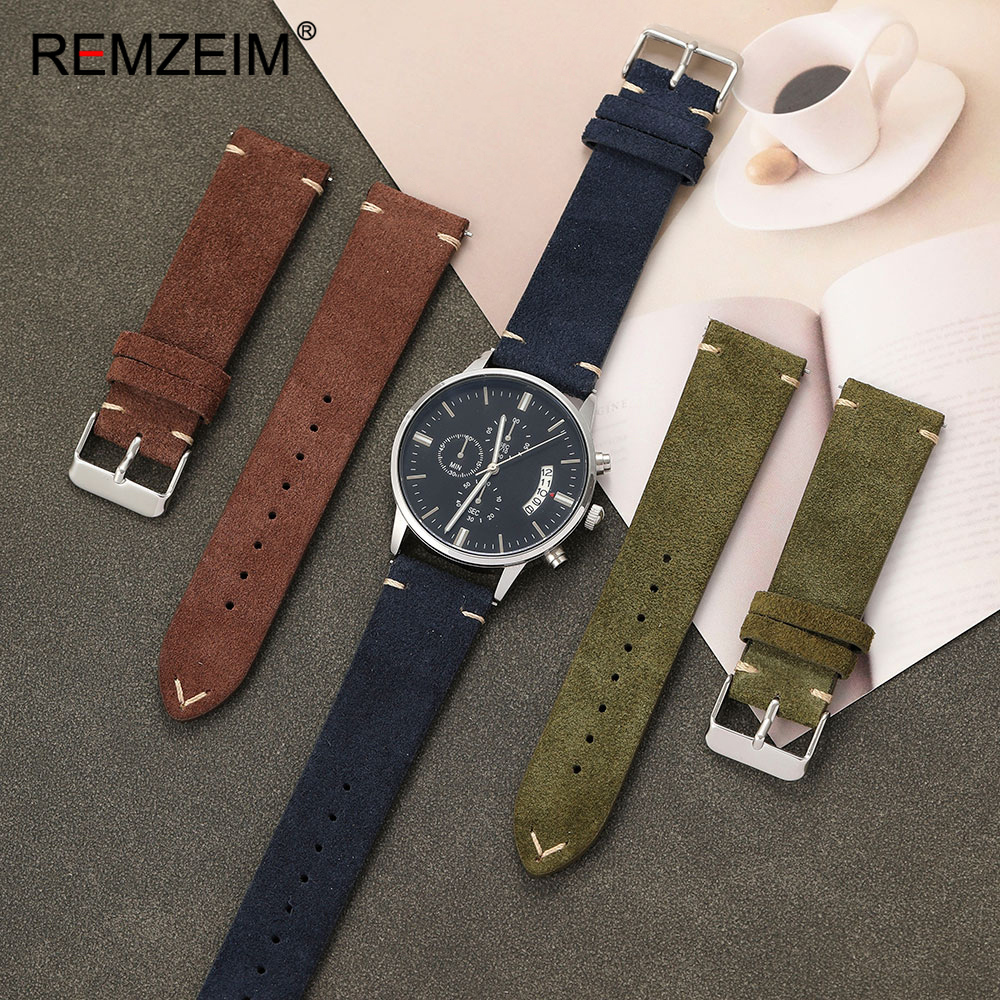 Unisex Suede Leather Watch Bel - Leather Strap Quick Release avaliação e preço