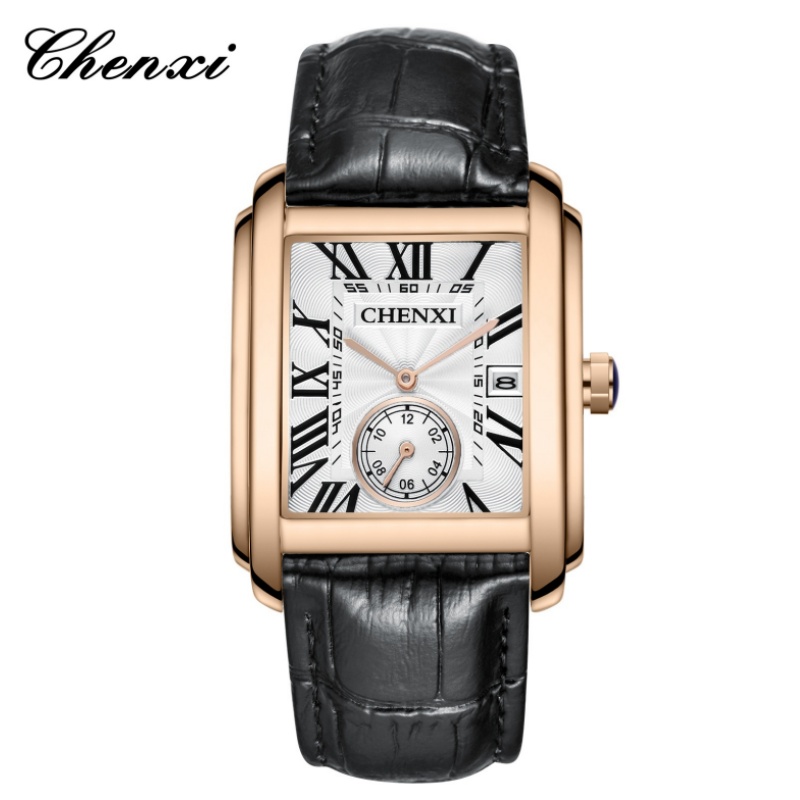 CHENXI 8216 Fashion Classic Sq - Leather Watch Band Men avaliação e preço
