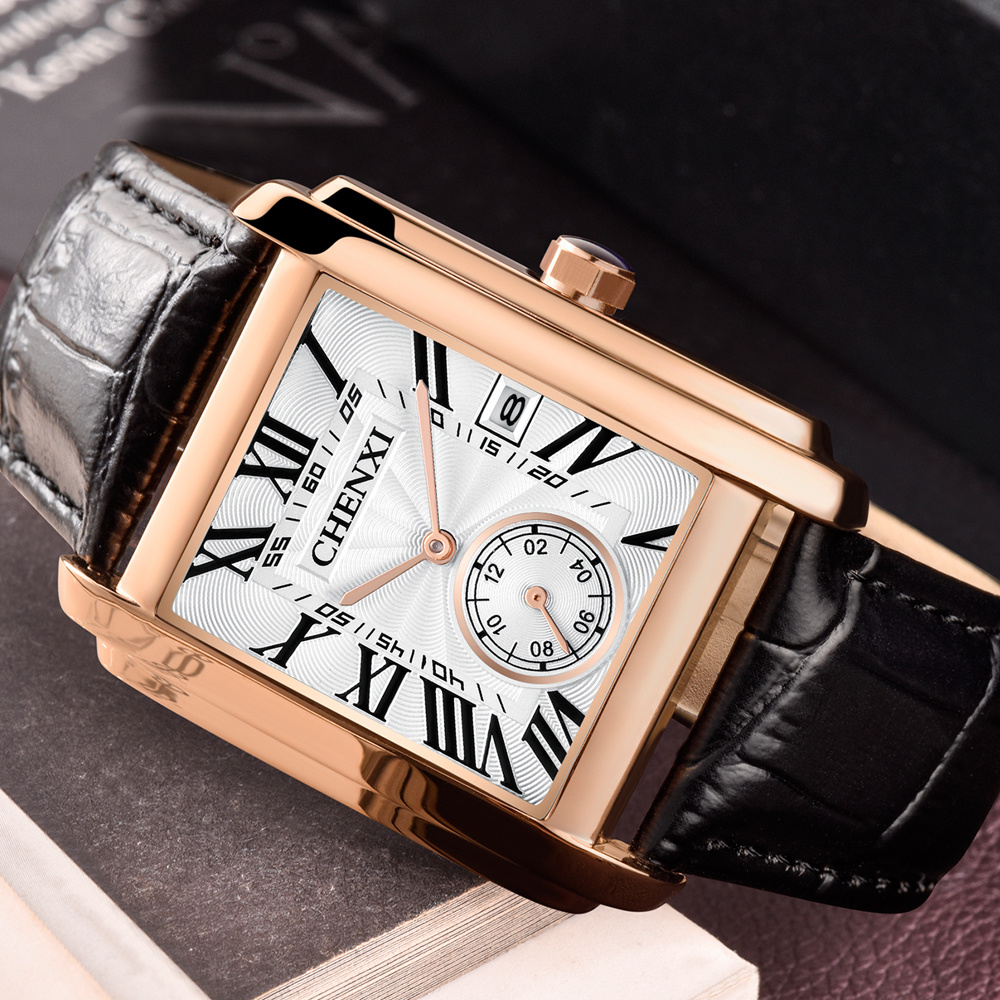 CHENXI 8216 Fashion Classic Sq - Leather Watch Band Men avaliação e preço