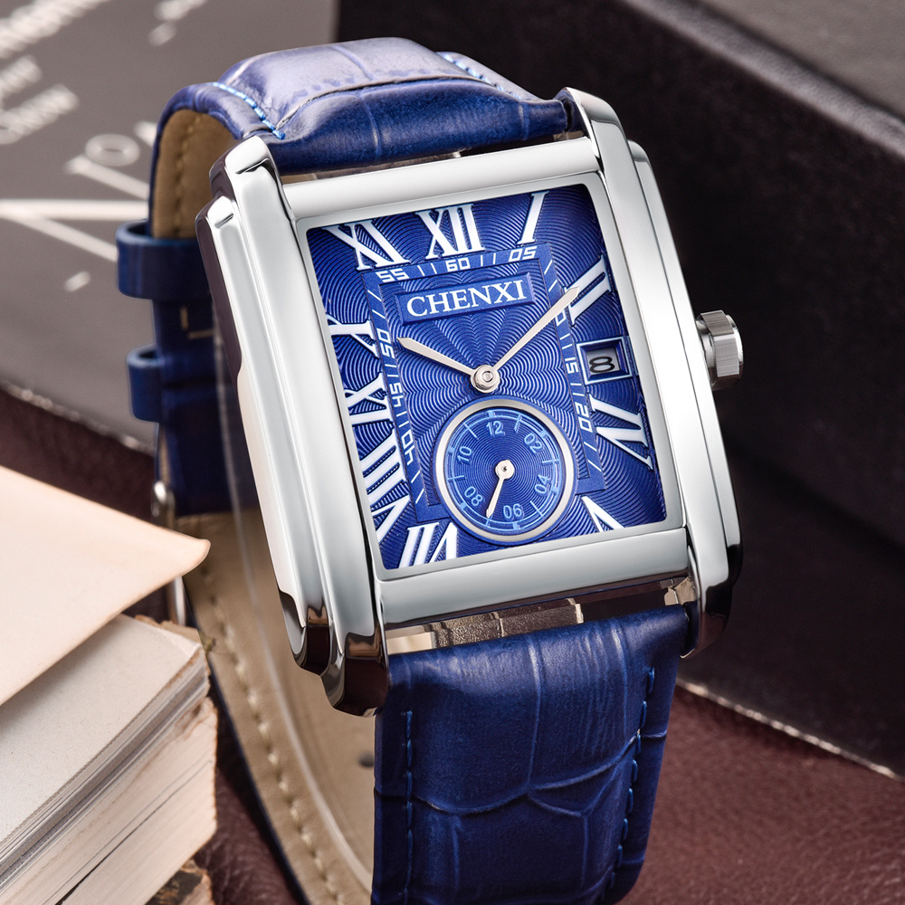 CHENXI 8216 Fashion Classic Sq - Leather Watch Band Men avaliação e preço