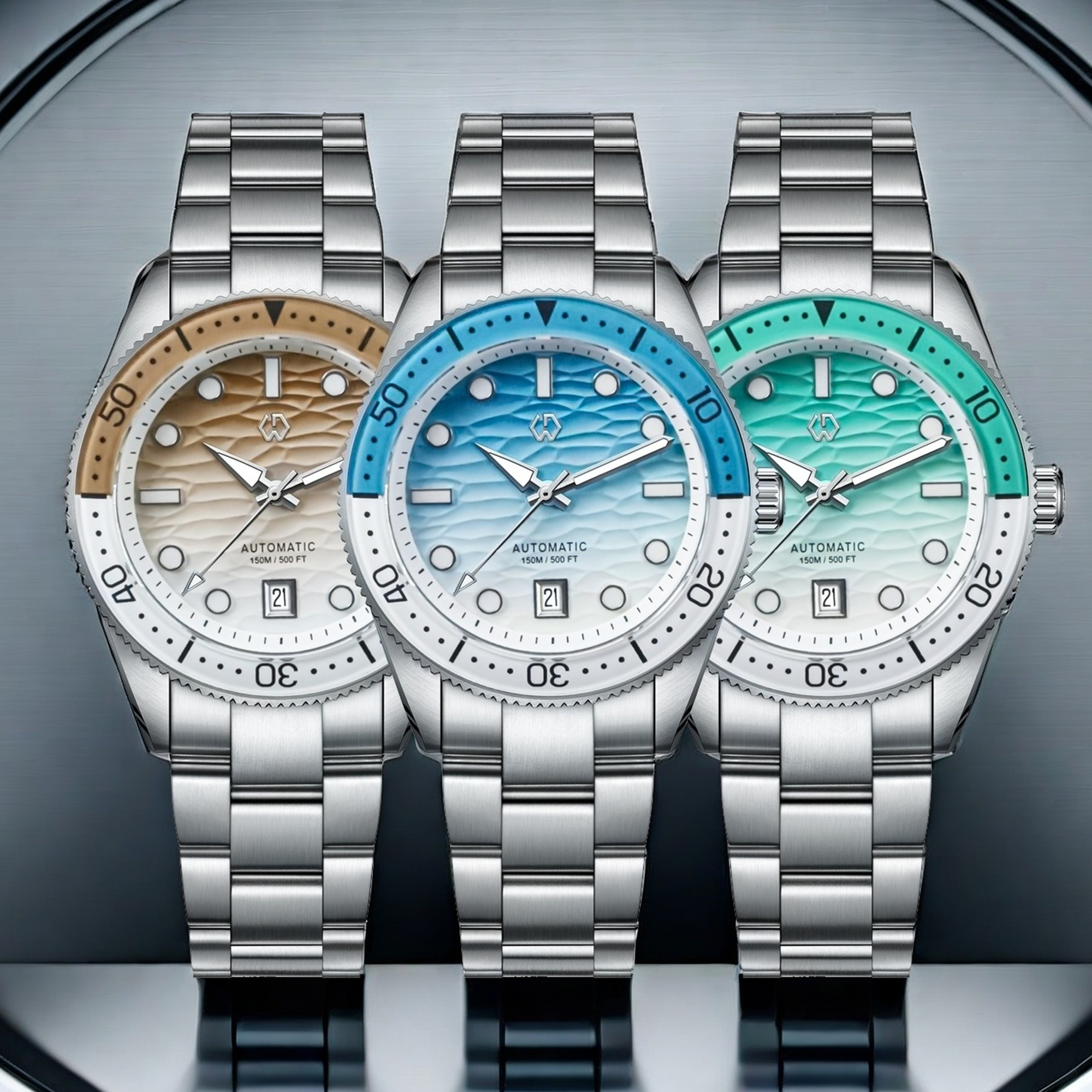 40mm Diver Watch Texture Men's - Rubber Strap Diver avaliação e preço