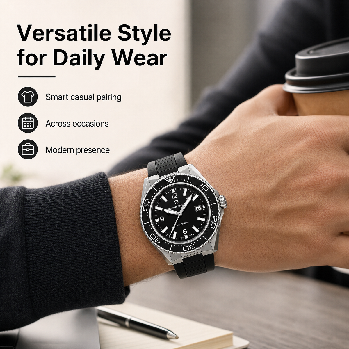 Pagani Design Luxury Men's Aut - Rubber Strap Diver avaliação e preço