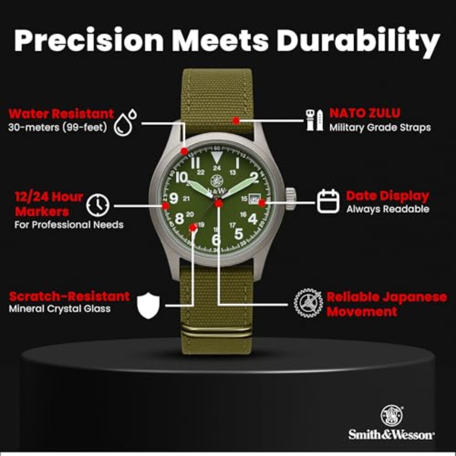 Men's Military Watch, 3 Interc - Canvas Strap Watch avaliação e preço
