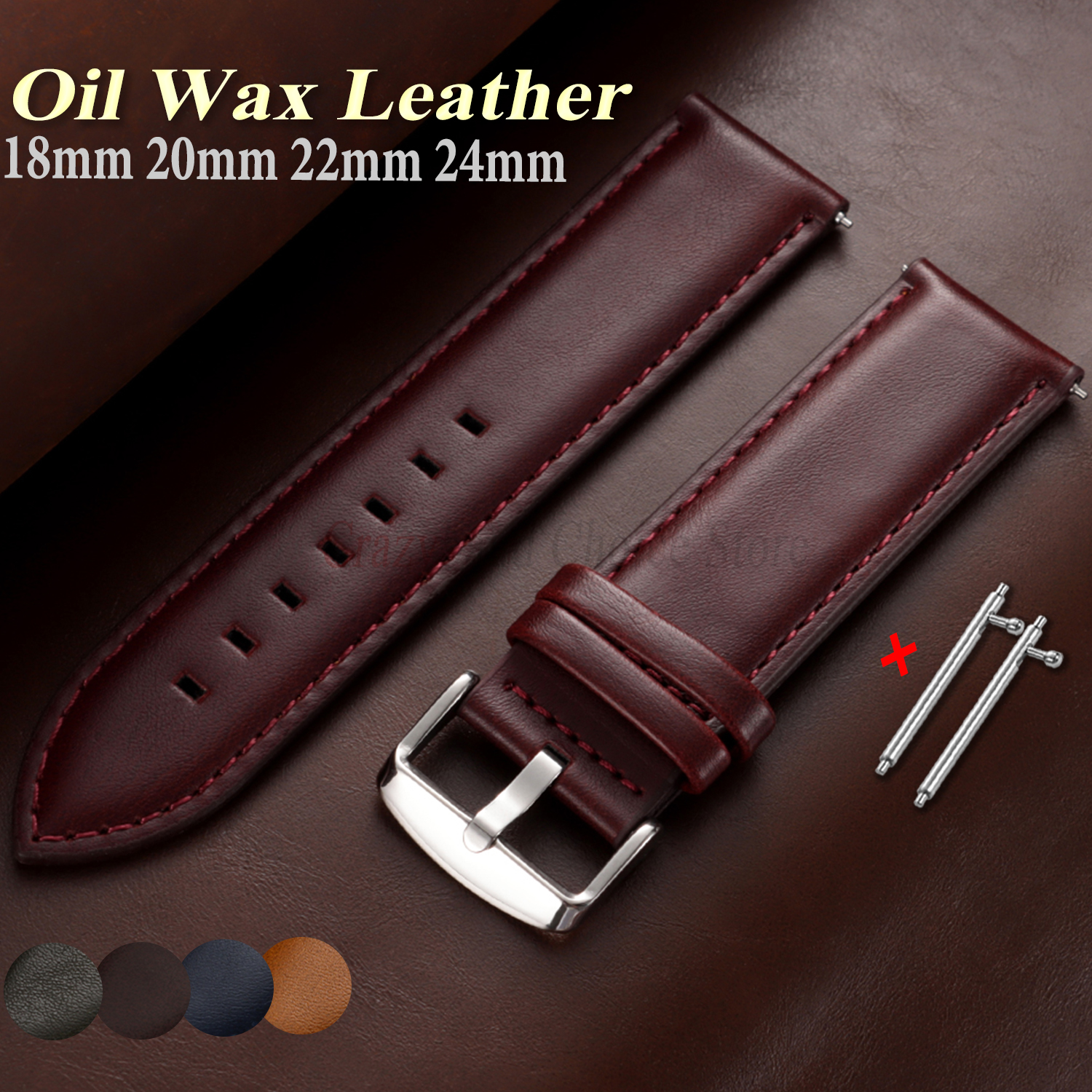 Oil Wax Cowhide Watch Band 18m - Leather Strap Quick Release avaliação e preço