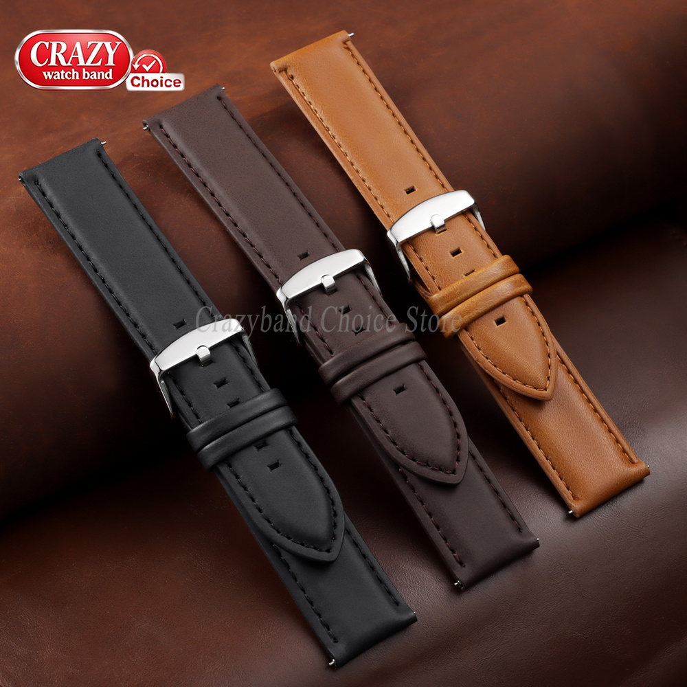 Oil Wax Cowhide Watch Band 18m - Leather Strap Quick Release avaliação e preço