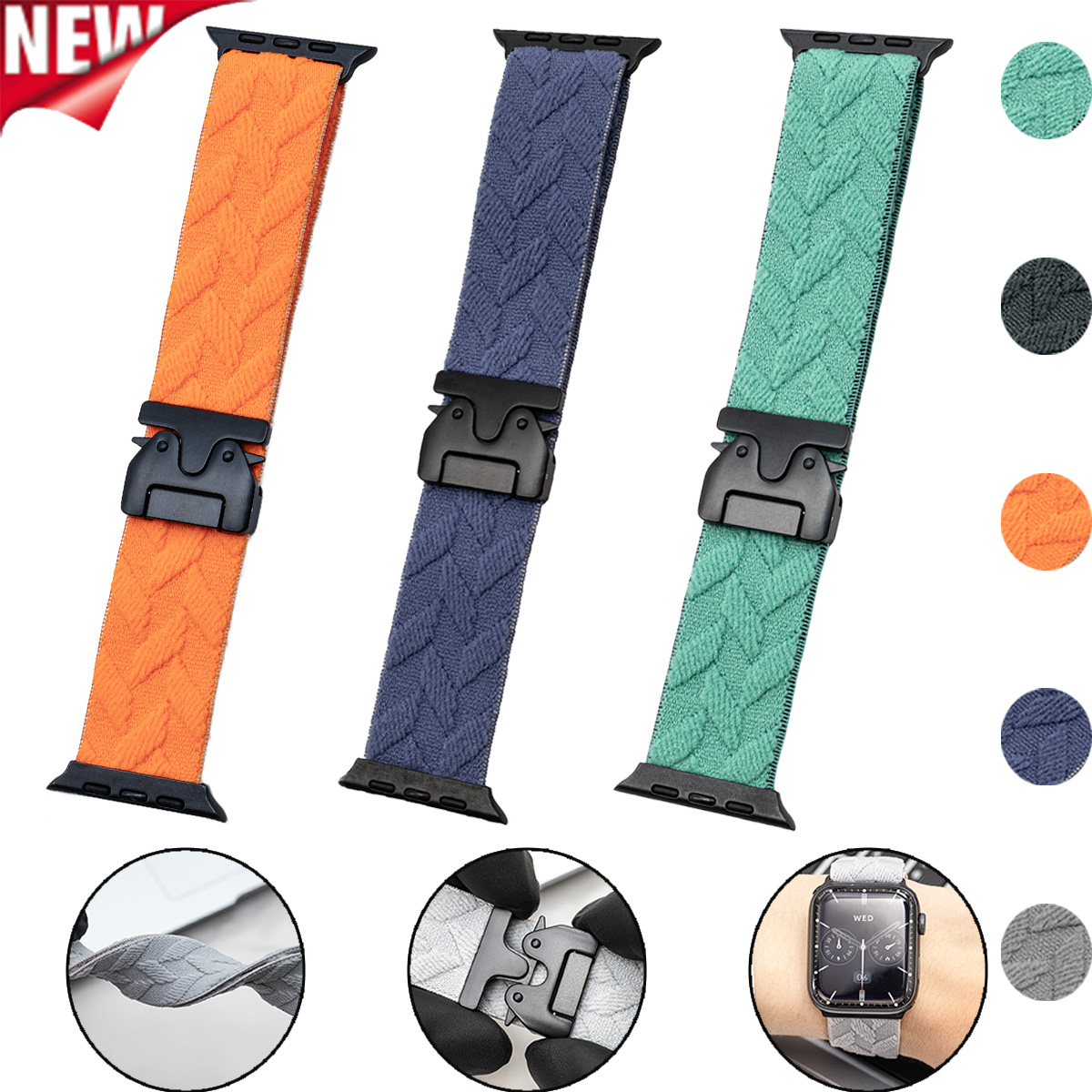 nylon strap for iwatch 10 9 8  - Parachute Strap Elastic avaliação e preço