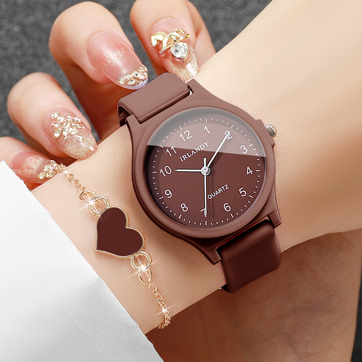 2PCS Fashion Arabic Dial Women - Silicone Band Women avaliação e preço