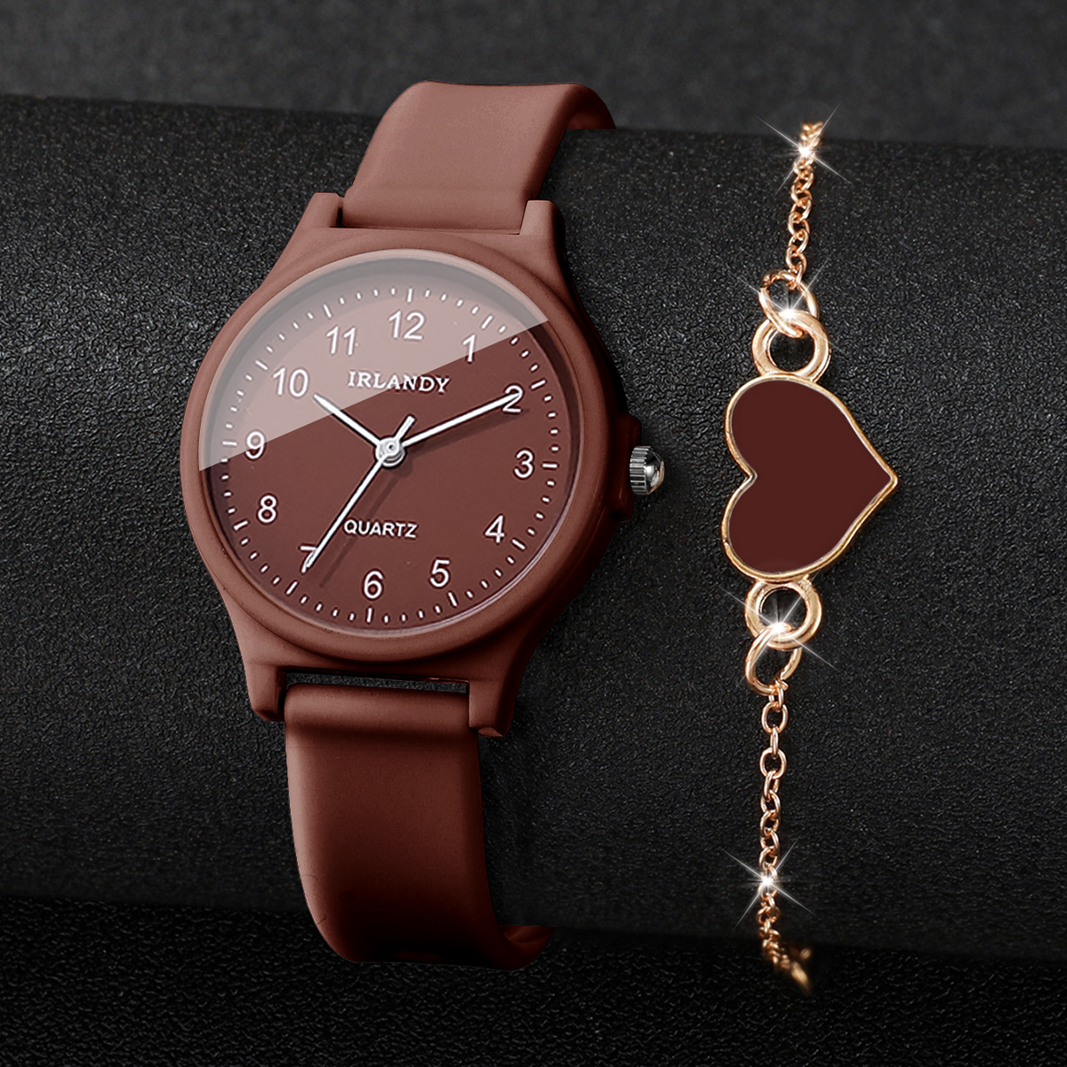 2PCS Fashion Arabic Dial Women - Silicone Band Women avaliação e preço