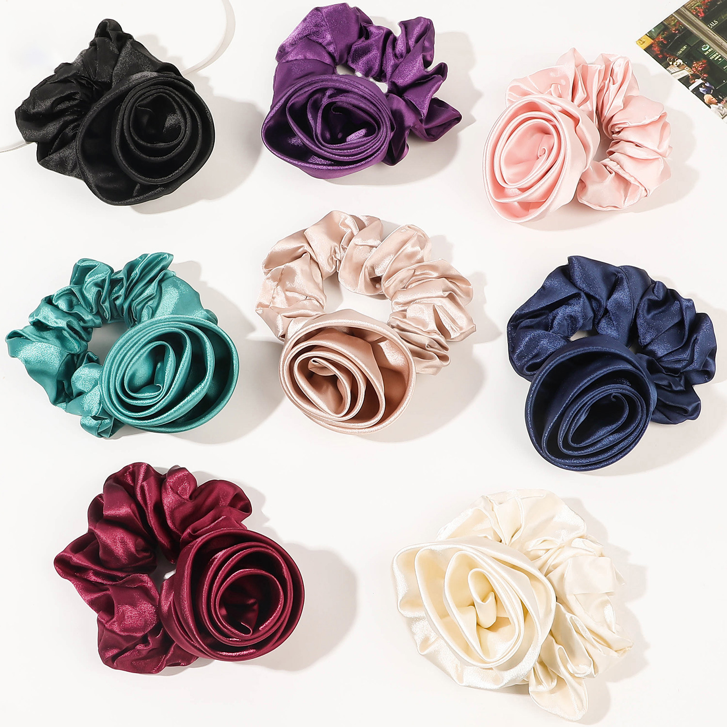 Korean Women Rose Elastic Hair - Silicone Band Women avaliação e preço