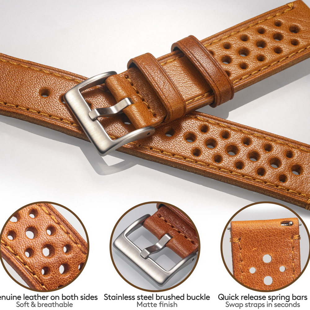 Hemsut Cowhide Watch Band Quic - Leather Strap Quick Release avaliação e preço