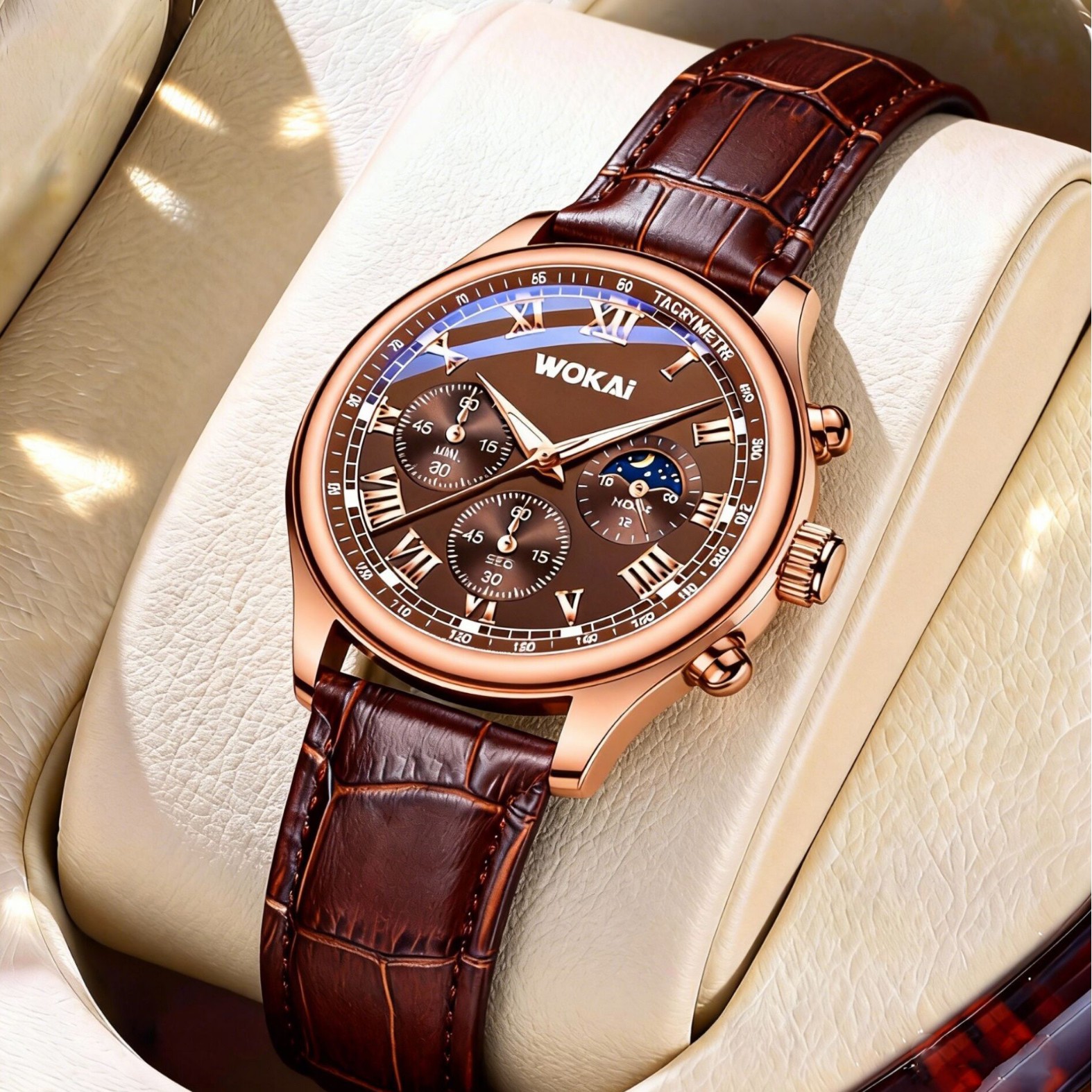 Luxury Men Business Watches Fa - Leather Watch Band Men avaliação e preço