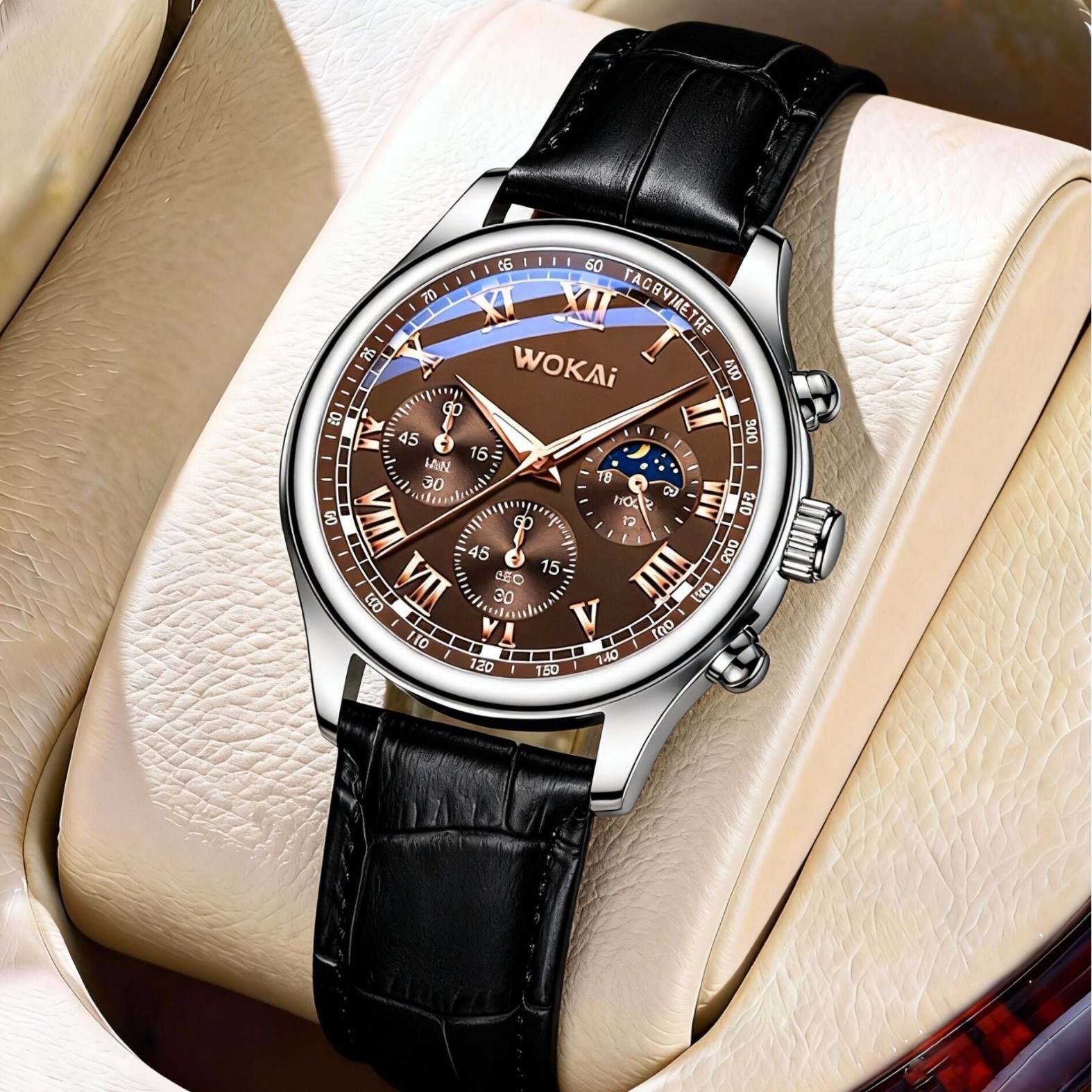 Luxury Men Business Watches Fa - Leather Watch Band Men avaliação e preço
