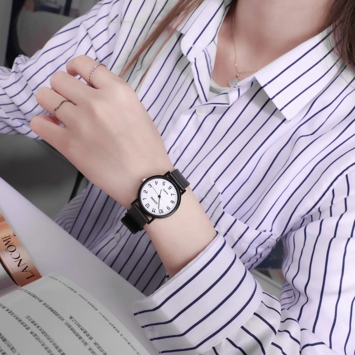 Simple Black Watch Quartz Watc - Silicone Band Women avaliação e preço